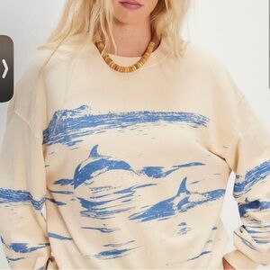 Free People / Daydreamer Dolphin Oversized Sweatshirt NWT